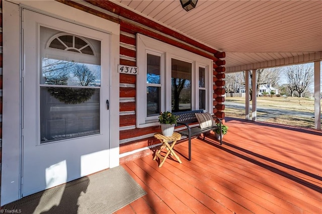 wooden deck with a porch