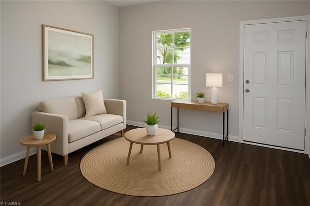 1100 Brooksridge Way, Whitsett, NC 27377 - living room with baseboards and dark wood-style flooring