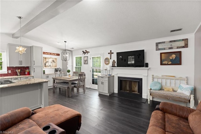 1118 Still Meadows Ln, King, NC 27021 - living room with dark wood finished floors, healthy amount of natural light, a fireplace with raised hearth, and a textured ceiling