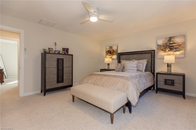 4166 Lytchfield Ct, Winston-Salem, NC 27104 - bedroom with light carpet, ceiling fan, and baseboards