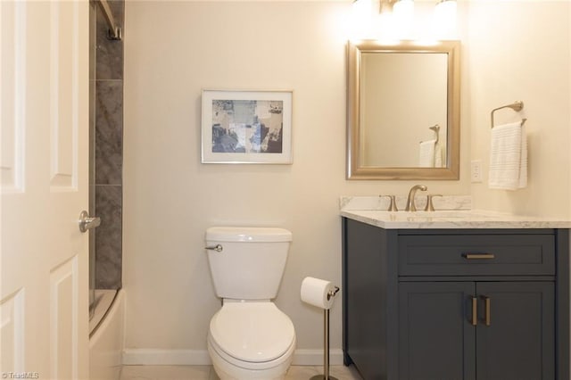 4166 Lytchfield Ct, Winston-Salem, NC 27104 - full bath with vanity, toilet, baseboards, and tub / shower combination