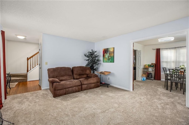 living room with carpet