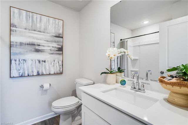 1868 Autumn Mist Dr, Winston-Salem, NC 27103 - full bath with vanity, wood finished floors, and curtained shower