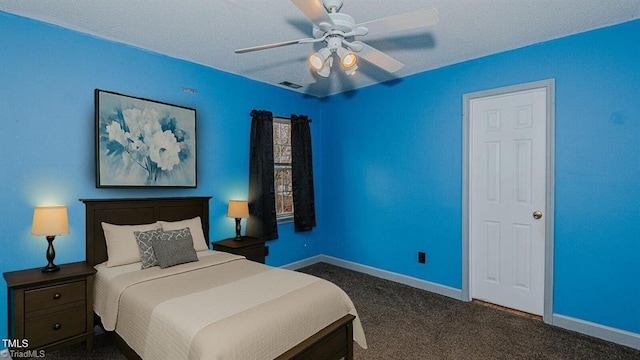 208 Mallard Creek Dr, Graham, NC 27253 - bedroom featuring visible vents, baseboards, a ceiling fan, and carpet floors