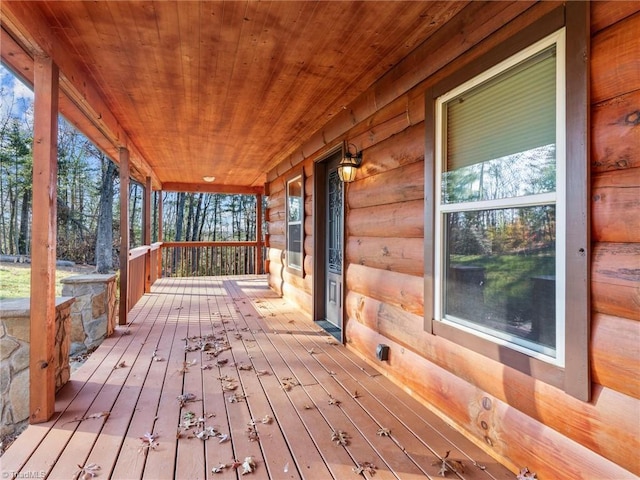 deck featuring a porch