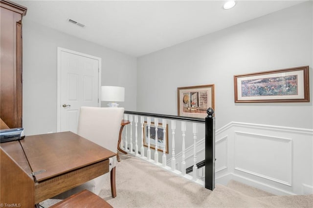 149 Warwicke Pl, Bermuda Run, NC 27006 - carpeted home office with recessed lighting and a decorative wall
