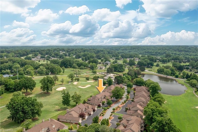 149 Warwicke Pl, Bermuda Run, NC 27006 - aerial view of residential area with a nearby body of water, a golf club, and a heavily wooded area