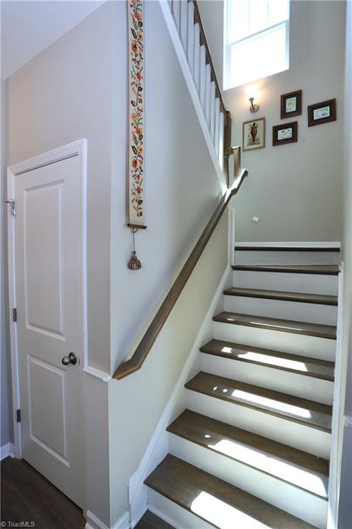 547 Historic Dr, Hillsborough, NC 27278 - stairs featuring baseboards and wood finished floors