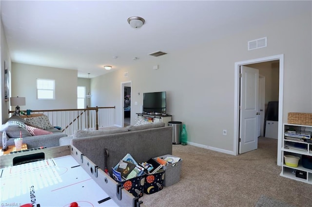 547 Historic Dr, Hillsborough, NC 27278 - living room featuring baseboards, carpet flooring, and visible vents