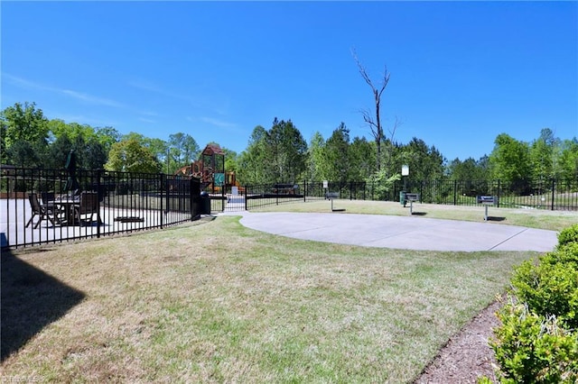 547 Historic Dr, Hillsborough, NC 27278 - view of sport court featuring playground community, a lawn, and fence
