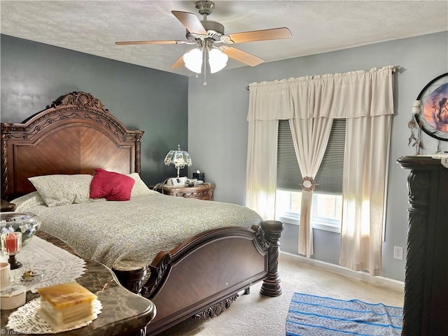 155 Page Farm Rd, Mount Airy, NC 27030 - bedroom with a ceiling fan, a textured ceiling, baseboards, and carpet