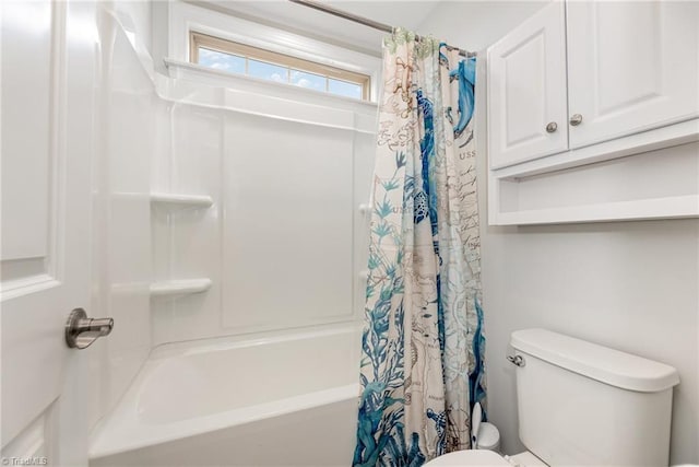 7722 NW Meadows Dr, Stokesdale, NC 27357 - bathroom with shower / bath combo with shower curtain and toilet