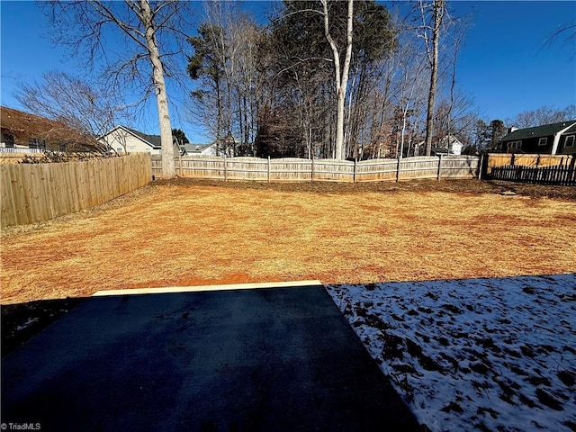 view of yard with a fenced backyard