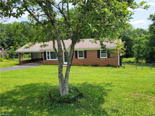 133 Lori Ln, Mount Airy, NC 27030 - ranch-style home featuring a carport, asphalt driveway, and brick siding