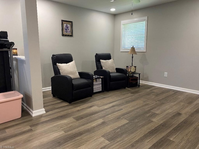 7533 Greenmeadow Dr, Tobaccoville, NC 27050 - living area featuring wood finished floors, baseboards, recessed lighting, and a ceiling fan