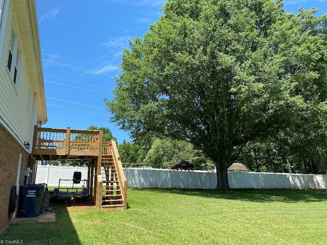7533 Greenmeadow Dr, Tobaccoville, NC 27050 - view of yard featuring stairway and a deck