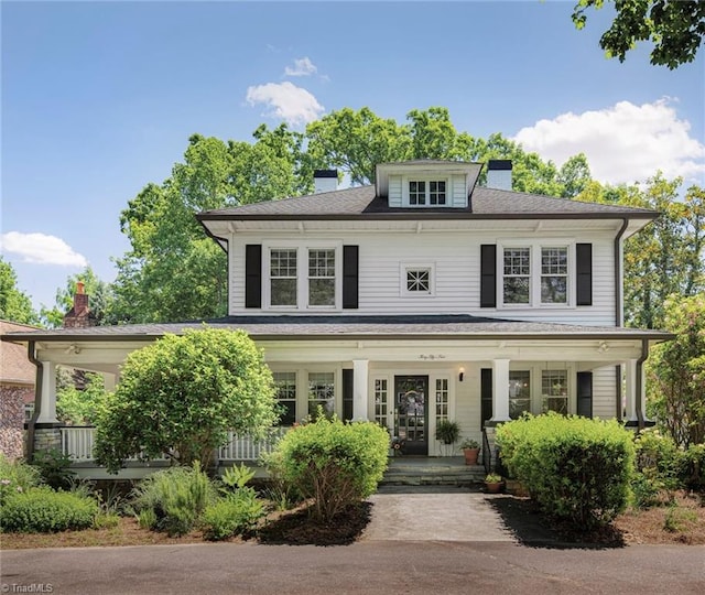 3054 Country Club Rd, Winston-Salem, NC 27104 - traditional style home featuring covered porch and a chimney