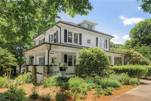 3054 Country Club Rd, Winston-Salem, NC 27104 - american foursquare style home with covered porch and a chimney