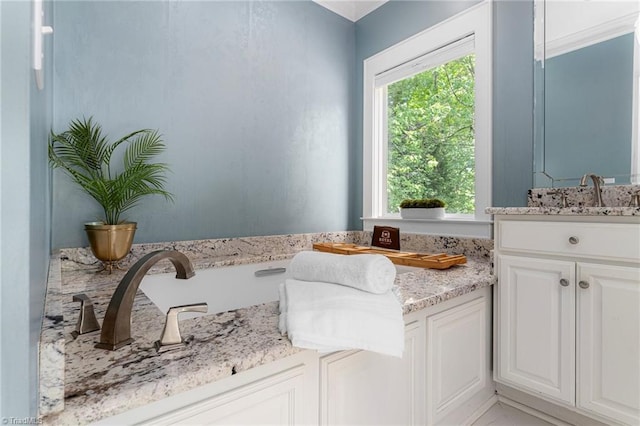 3054 Country Club Rd, Winston-Salem, NC 27104 - bathroom with vanity and ornamental molding