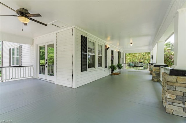 3054 Country Club Rd, Winston-Salem, NC 27104 - view of patio / terrace with covered porch and a ceiling fan
