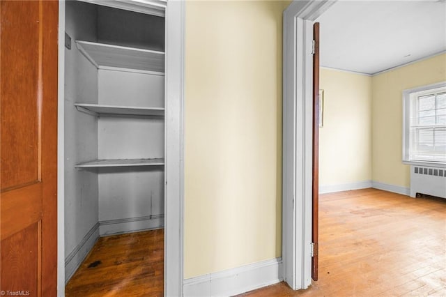 closet with radiator heating unit