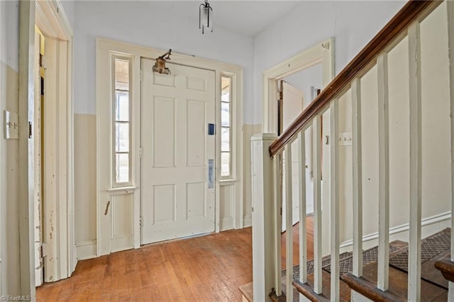 entrance foyer with light wood-style flooring