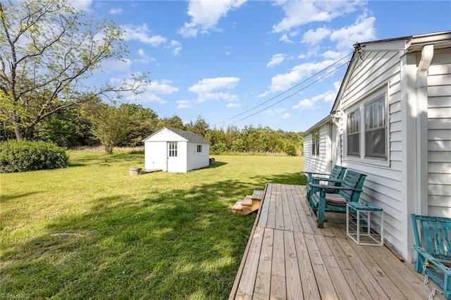 356 Davie Academy Rd, Mocksville, NC 27028 - view of grassy yard featuring an outbuilding, a wooden deck, and a storage unit