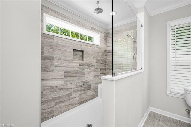 742 Teague Rd, Winston-Salem, NC 27107 - full bathroom featuring crown molding and walk in shower