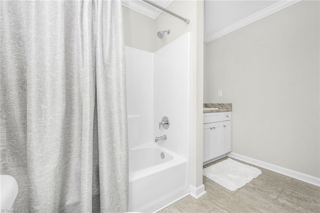 742 Teague Rd, Winston-Salem, NC 27107 - full bath with ornamental molding, shower / bath combination with curtain, vanity, and tile patterned floors