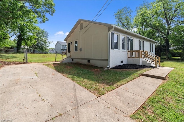 view of property exterior featuring crawl space