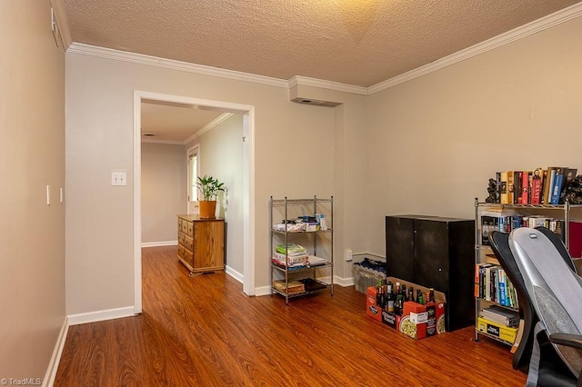 97 Shadylawn Dr, Winston-Salem, NC 27104 - office featuring wood finished floors, ornamental molding, and a textured ceiling