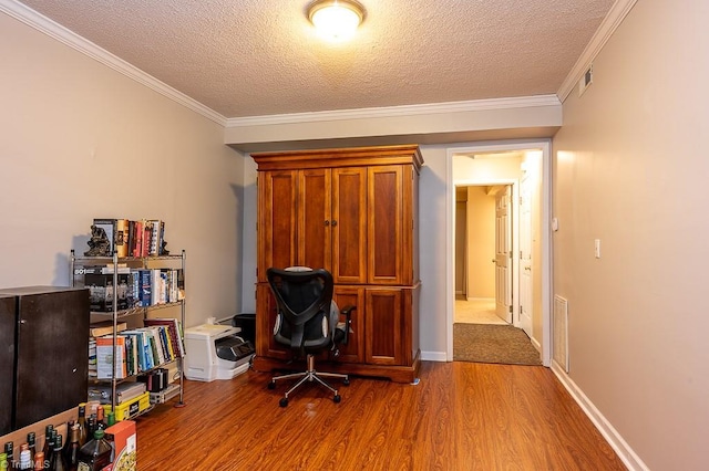 97 Shadylawn Dr, Winston-Salem, NC 27104 - office space featuring wood finished floors, a textured ceiling, and crown molding