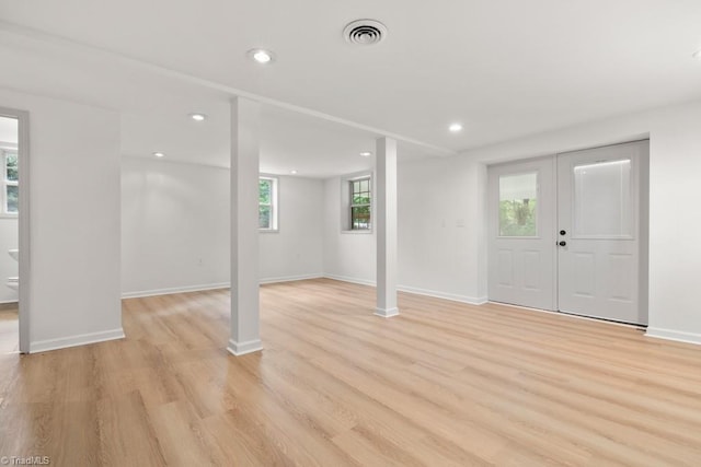 317 Benbow Dr, East Bend, NC 27018 - basement with light wood finished floors, recessed lighting, and baseboards