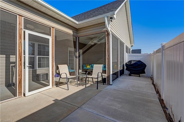 view of patio with a grill