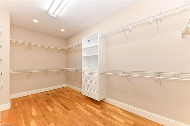 spacious closet with hardwood / wood-style flooring