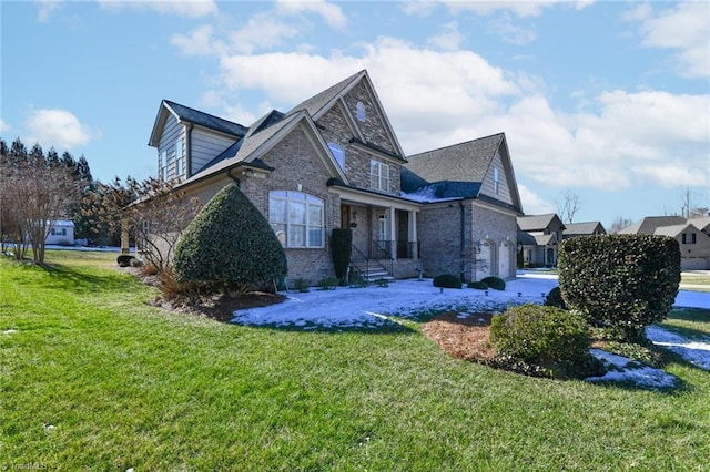 view of home's exterior with a garage and a yard