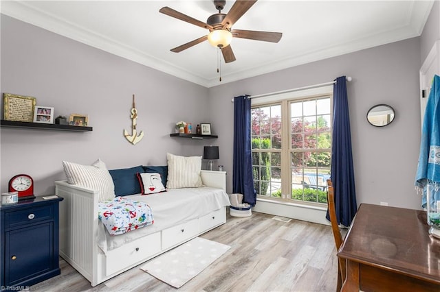 3303 Tanner Ct, Summerfield, NC 27358 - bedroom featuring crown molding, light wood-type flooring, and visible vents