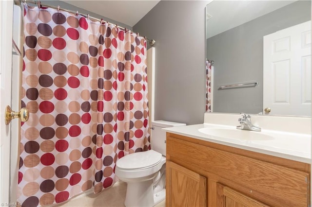 6919 Channel Forest Rd, Belews Creek, NC 27009 - bathroom featuring vanity, curtained shower, and tile patterned floors