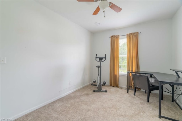 6919 Channel Forest Rd, Belews Creek, NC 27009 - workout area with light colored carpet and a ceiling fan