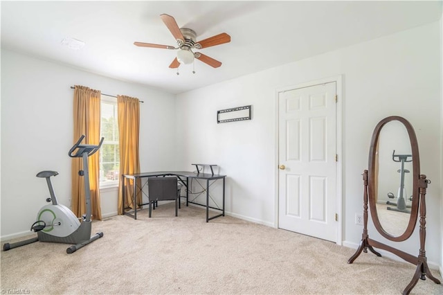 6919 Channel Forest Rd, Belews Creek, NC 27009 - exercise area with carpet flooring and ceiling fan