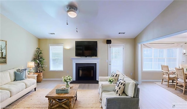 5423 Whitley Way, Greensboro, NC 27407 - living room with wood finished floors and a glass covered fireplace