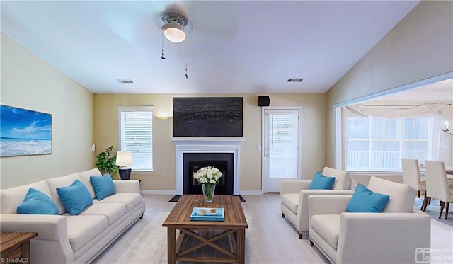 5423 Whitley Way, Greensboro, NC 27407 - living room with light wood-style floors and a fireplace with flush hearth