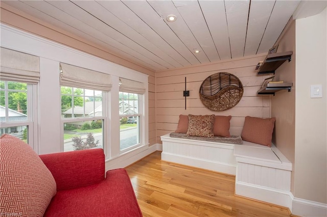 229 Orchard St, Mount Airy, NC 27030 - living area with light wood finished floors, recessed lighting, wooden ceiling, wooden walls, and baseboards