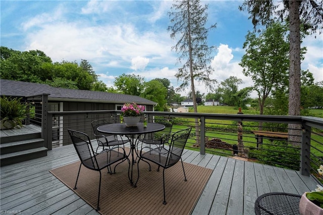 229 Orchard St, Mount Airy, NC 27030 - wooden deck featuring outdoor dining area