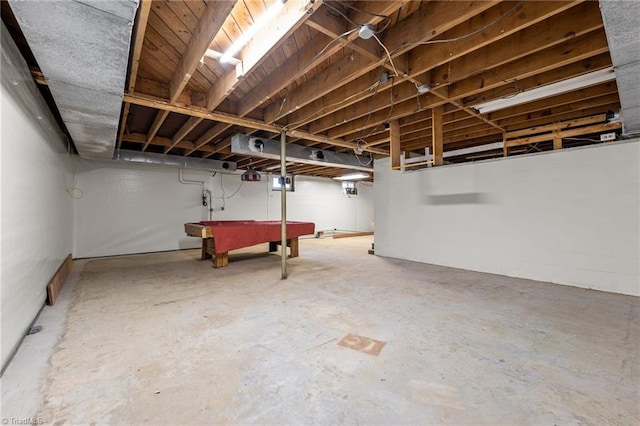 basement featuring pool table