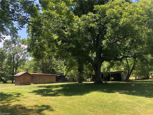 view of yard featuring an outdoor structure