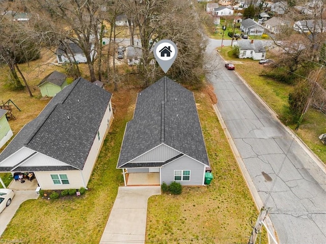 drone / aerial view with a residential view