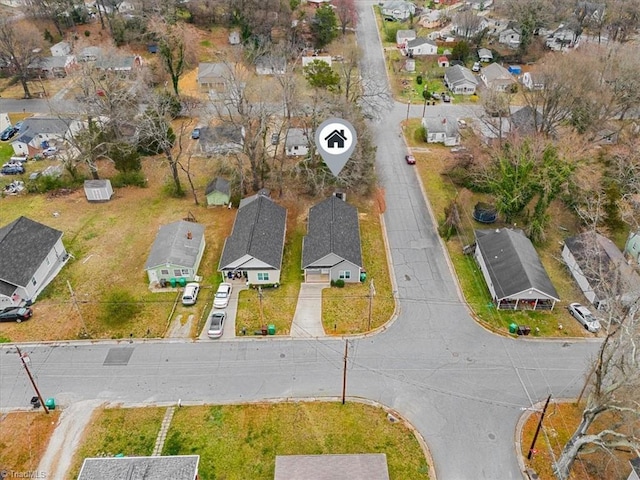 aerial view with a residential view