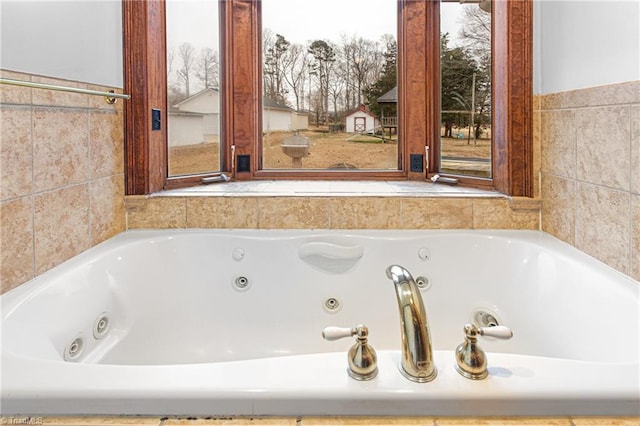 bathroom featuring plenty of natural light and a bathing tub