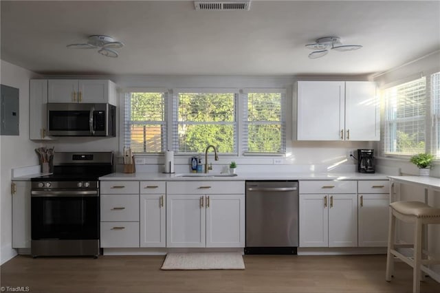 kitchen featuring white cabinets, sink, and stainless steel appliances